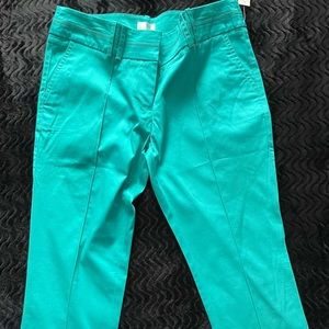 Turquoise capri pants…. zipper closure….front pockets.